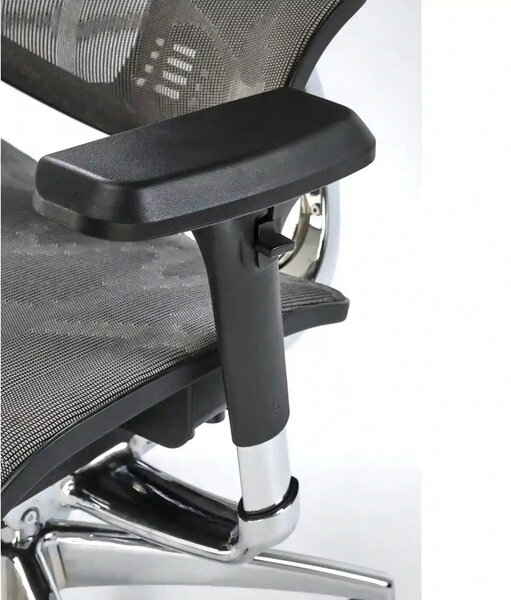 Scaun birou ETHAN, gri, plasa/metal, 72x70x130/139 cm