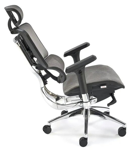 Scaun birou ETHAN, gri, plasa/metal, 72x70x130/139 cm
