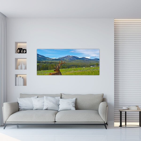 Tablou - Cerb în luncă (120x50 cm)