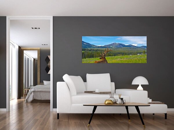 Tablou - Cerb în luncă (120x50 cm)