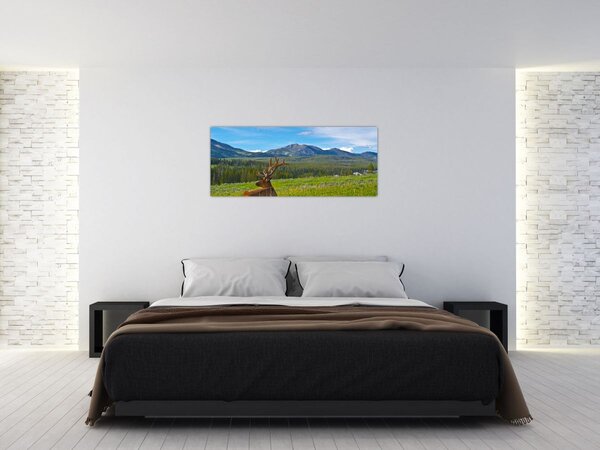 Tablou - Cerb în luncă (120x50 cm)