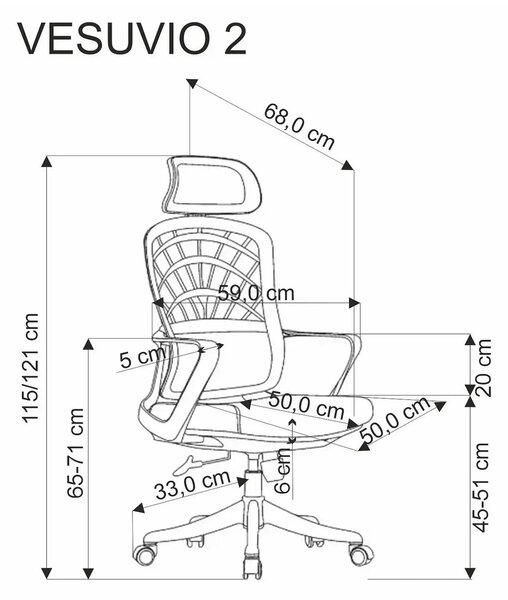Scaun birou VESUVIO 2, caramiziu/alb, stofa/panza/polipropilena, 59x59