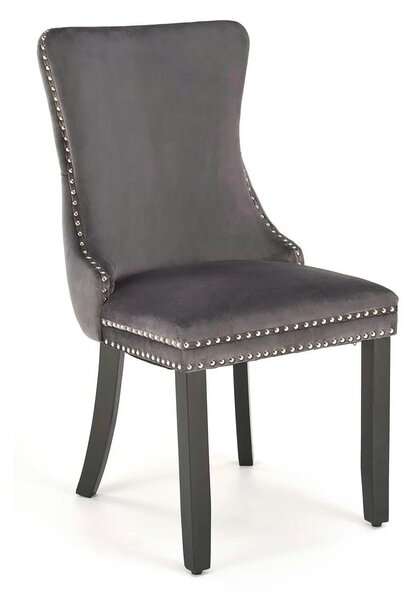 Scaun ALDA, gri/negru, stofa catifelata/lemn, 50x62x95 cm
