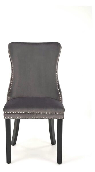 Scaun ALDA, gri/negru, stofa catifelata/lemn, 50x62x95 cm