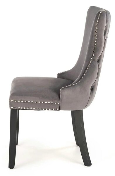 Scaun ALDA, gri/negru, stofa catifelata/lemn, 50x62x95 cm