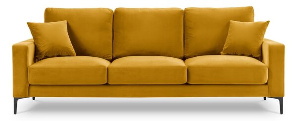 Canapea cu tapițerie din catifea Kooko Home Harmony, 220 cm, galben