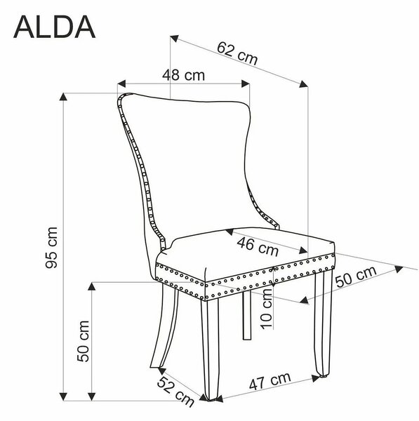 Scaun ALDA, gri/negru, stofa catifelata/lemn, 50x62x95 cm