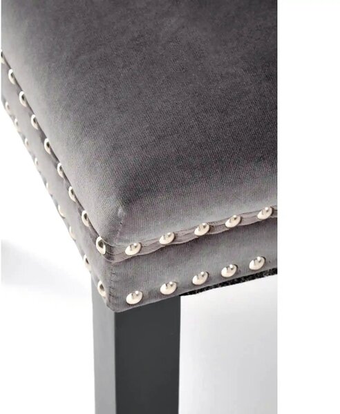 Scaun ALDA, gri/negru, stofa catifelata/lemn, 50x62x95 cm