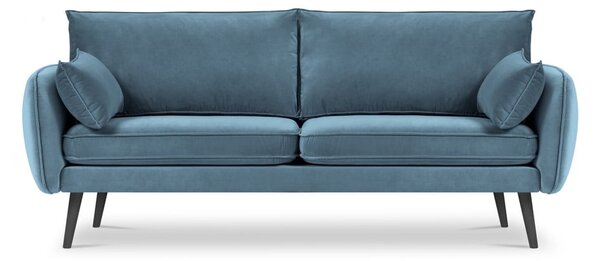 Canapea cu tapițerie din catifea Kooko Home Lento, 198 cm, albastru deschis