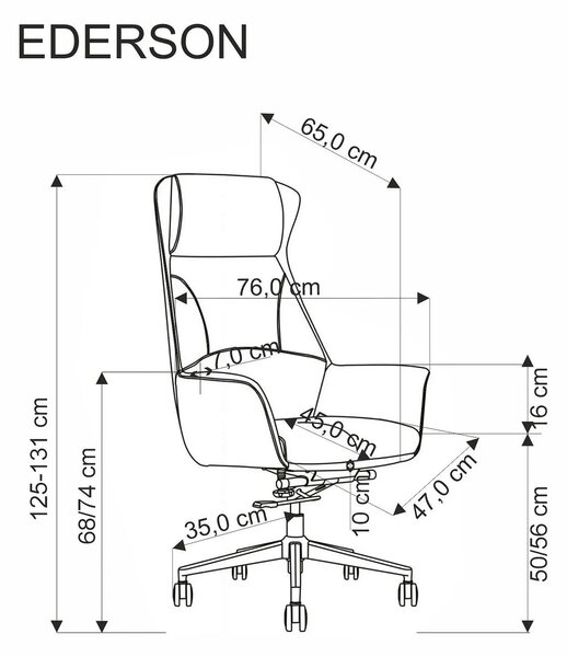 Scaun birou EDERSON, cappuccino, piele ecologica/metal, 76x65x125/131