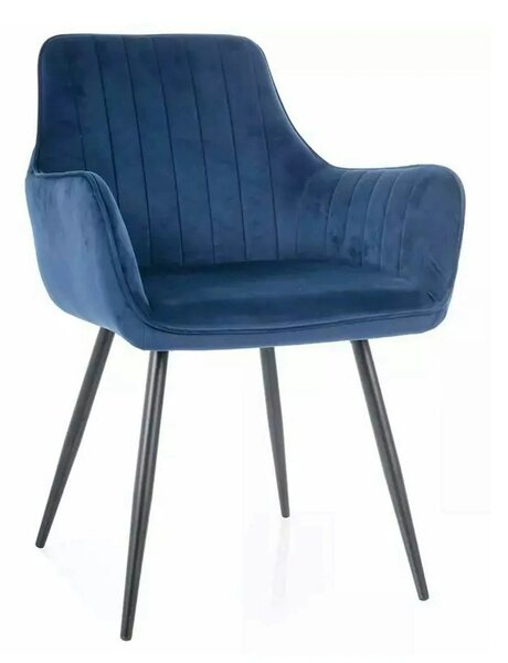 Scaun APPLE, albastru/negru, stofa catifelata - Bluvel 86/metal, 57x47