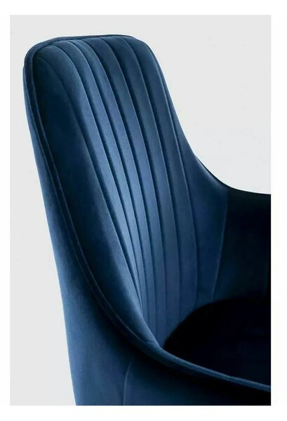 Scaun APPLE, albastru/negru, stofa catifelata - Bluvel 86/metal, 57x47