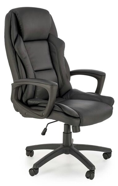 Scaun birou MARIO, negru, piele ecologica, 67x75x114/124 cm