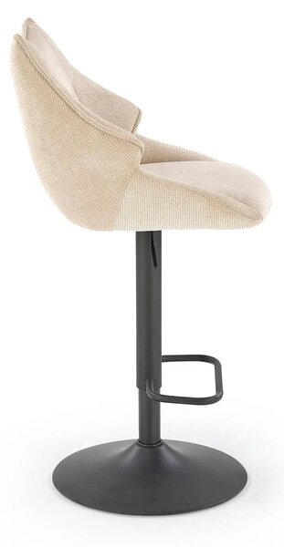 Scaun bar H122, bej/negru, stofa clasica/metal, 50x54x96/118 cm