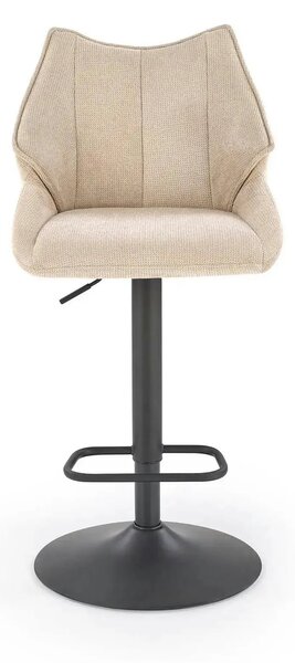 Scaun bar H122, bej/negru, stofa clasica/metal, 50x54x96/118 cm