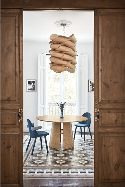 Masă de dining în culoare naturală rotundă cu aspect de lemn de stejar ø 137 cm Cep – Teulat
