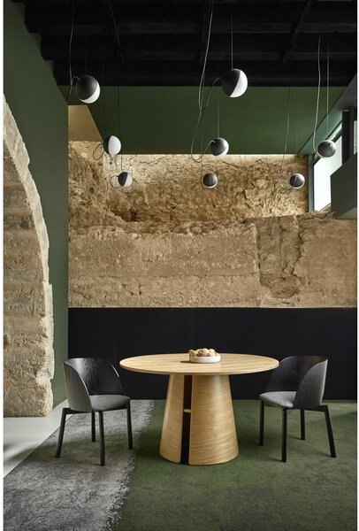 Masă de dining în culoare naturală rotundă cu aspect de lemn de stejar ø 137 cm Cep – Teulat