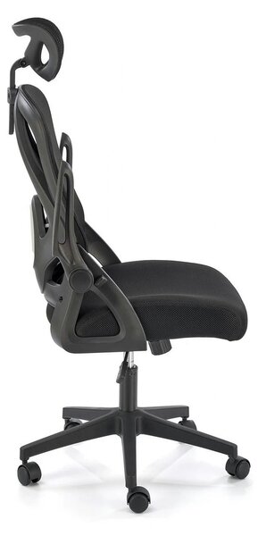 Scaun birou NEGRO, negru, plasa/panza, 59x63x123/130 cm