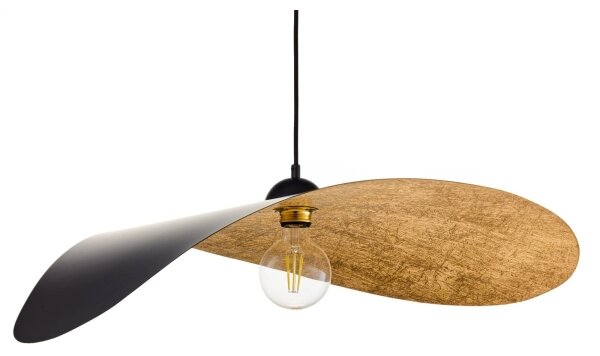 Lustră pe cablu LEAF 1xE27/15W/230V negru/auriu