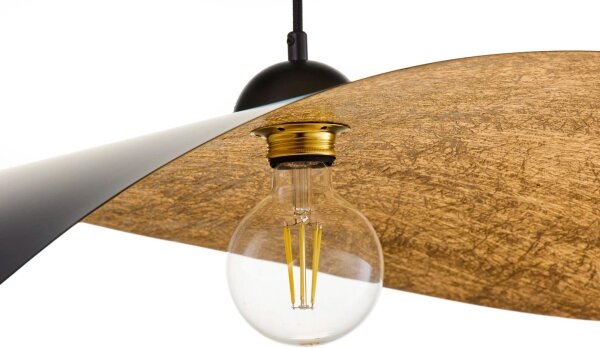 Lustră pe cablu LEAF 1xE27/15W/230V negru/auriu