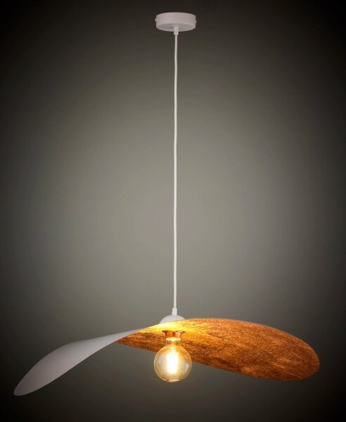 Candelabru pe cablu LEAF 1xE27/15W/230V alb/cupru