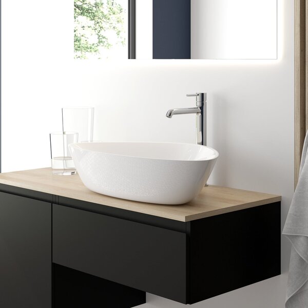 Oltens Vala lavoar 59x39 cm ovale de blat alb luciu 40325000