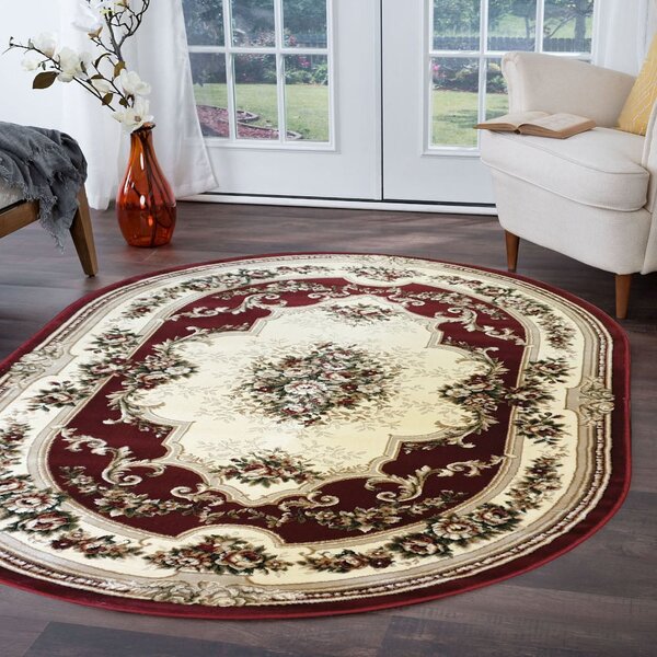Covor Clasic, Model Lotos 574 210 Rosu, Oval Rosu, 200x300