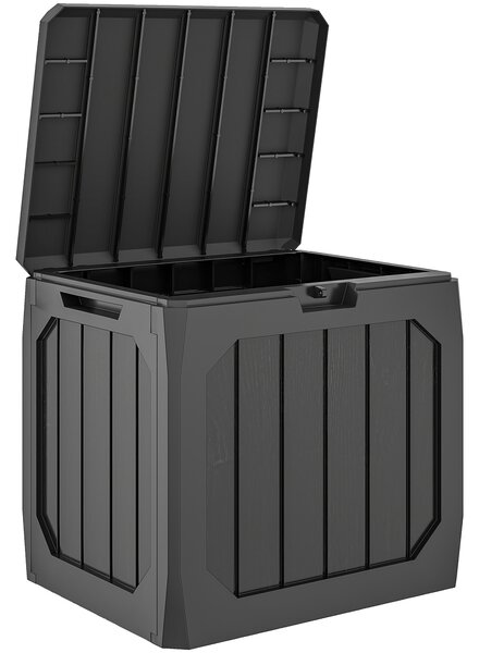 Outsunny Ladă de Grădină 121L din Plastic, Cutie de Depozitare pentru Exterior cu Mânere, Impermeabilă și cu Încuiere, 56x45x53 cm, Negru | Aosom Romania