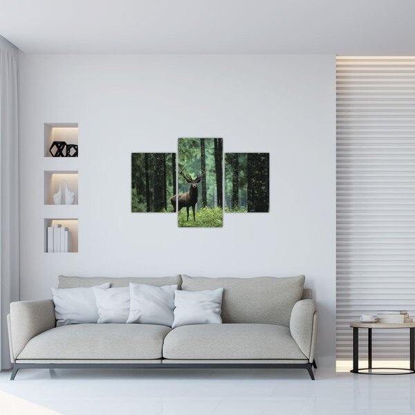Tablou - Cerb în pădurea adâncă (90x60 cm)