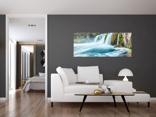 Tablou - Stânci și cascade (120x50 cm)