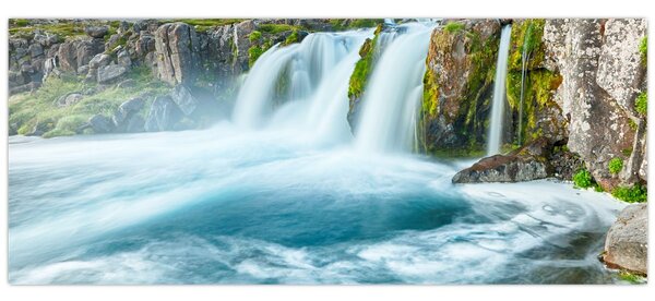 Tablou - Stânci și cascade (120x50 cm)