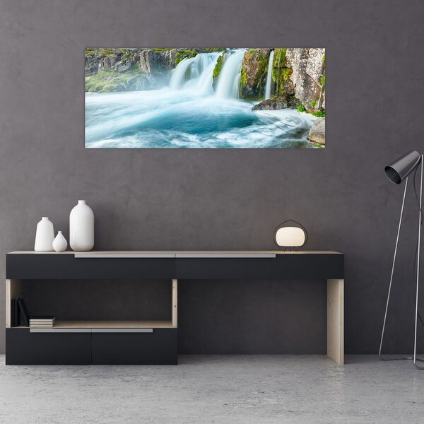 Tablou - Stânci și cascade (120x50 cm)