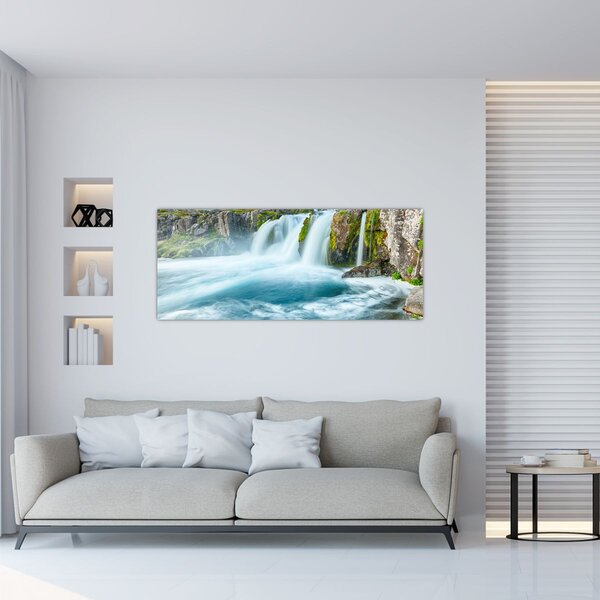 Tablou - Stânci și cascade (120x50 cm)