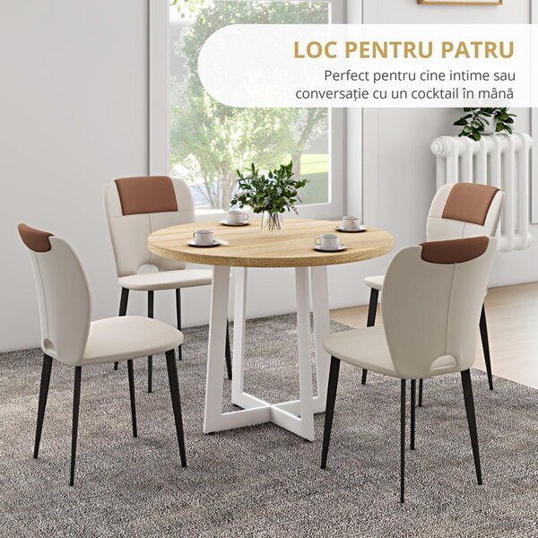 HOMCOM Masă rotundă pentru 4 persoane, masă de bucătărie modernă
