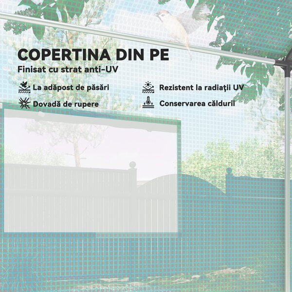 Outsunny Seră de Grădină Tip Tunel 2x3x2 m cu Uși și Ferestre Rulabile, Acoperiș Înclinat, Structură din Oțel și Acoperire PE, pentru Grădină Legume Flori Fructe, Anti-UV, Verde | Aosom Romania