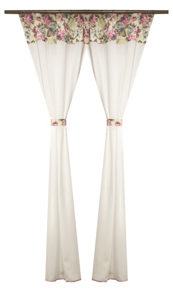 Perdea Velaria voal premium alb cu trandafiri, 160x190 cm
