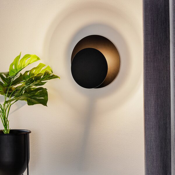 EMIBIG LIGHTING Aplică de perete Circle în formă rotundă, negru, reglabil, Negru, Camera de zi / sufragerie, Metal, Modern