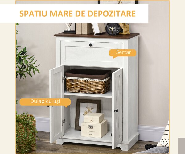 HOMCOM Bufet de depozitare cu multiple spații de depozitare, 2 uși cu raft reglabil, 1 sertar, 60L x 30Ad x 87,5Î cm | Aosom Romania