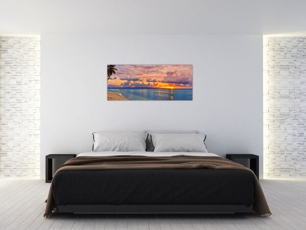 Tablou - Apus de soare la plajâ (120x50 cm)