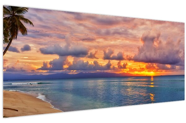 Tablou - Apus de soare la plajâ (120x50 cm)