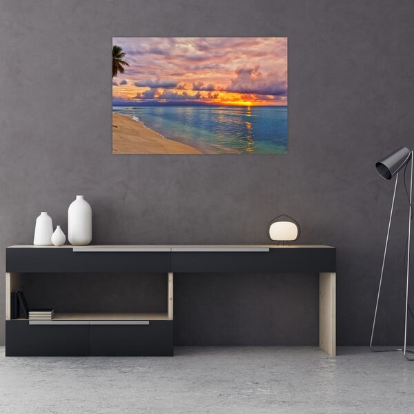 Tablou - Apus de soare la plajâ (90x60 cm)
