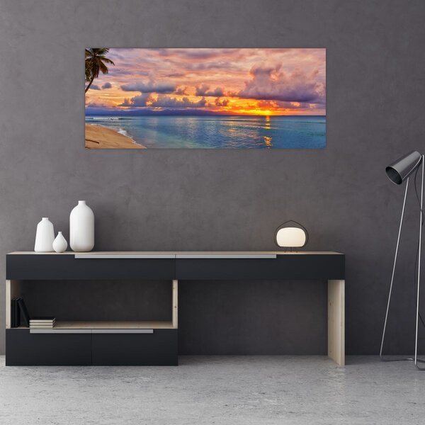 Tablou - Apus de soare la plajâ (120x50 cm)