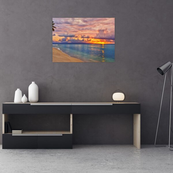 Tablou - Apus de soare la plajâ (70x50 cm)