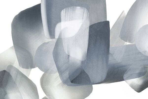 Tapet Forme abstracte texturate în culori discrete de albastru și gri, cu margini moi și straturi suprapuse, Fototapet Abstract, w09642v1 : Uwalls.ro