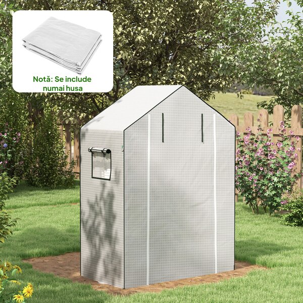 Outsunny Acoperire de Înlocuire Greenhouse Walk-in din PE cu Ușă Rulantă și Ferestre, 143 x 70 x 190cm, Verde | Aosom Romania