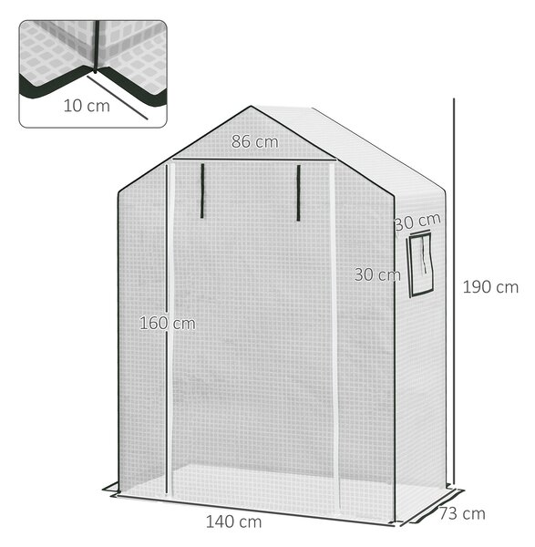 Outsunny Acoperire de Înlocuire Greenhouse Walk-in din PE cu Ușă Rulantă și Ferestre, 143 x 70 x 190cm, Verde | Aosom Romania