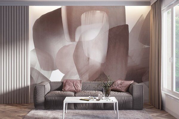 Tapet Forme abstracte texturate în culori burgund și gri discrete, cu margini moi și straturi suprapuse, Fototapet Abstract, w09642v2 : Uwalls.ro