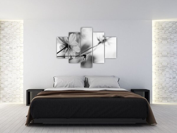 Tablou - Flori alb-negru (150x105 cm)