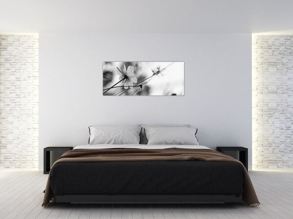 Tablou - Flori alb-negru (120x50 cm)