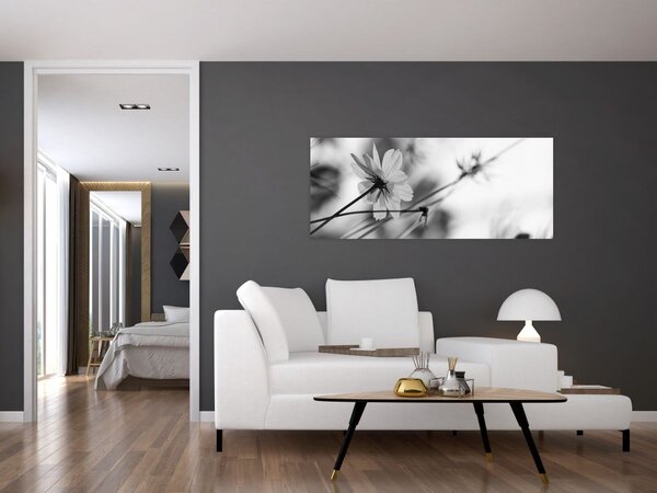 Tablou - Flori alb-negru (120x50 cm)